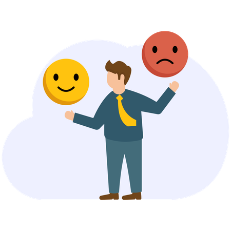 Businessman standing with joy and sorrow  Illustration