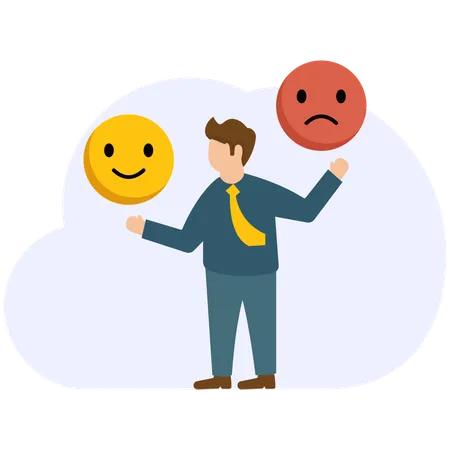 Businessman standing with joy and sorrow  Illustration