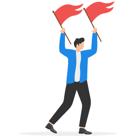 Businessman waving the flags  Illustration