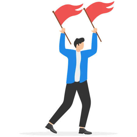 Businessman waving the flags  Illustration