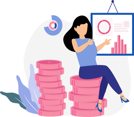 Businesswoman present statistics  Illustration