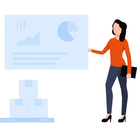 Businesswoman presenting data analysis  Illustration