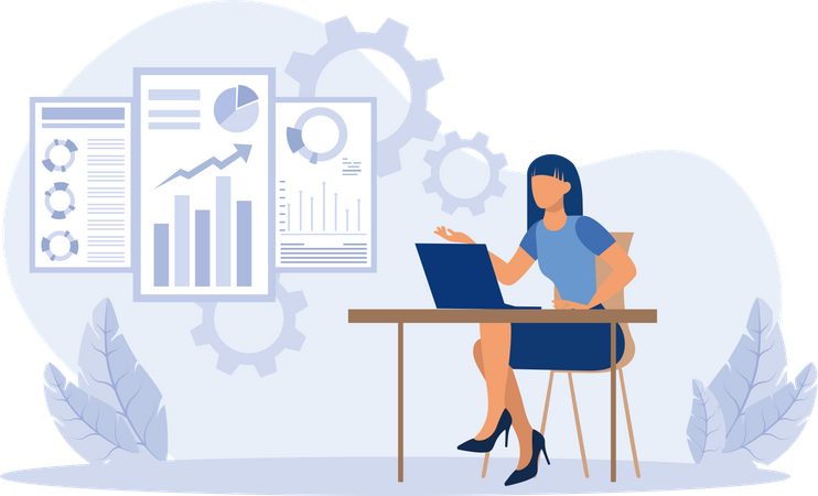 Businesswoman showing data analysis  Illustration