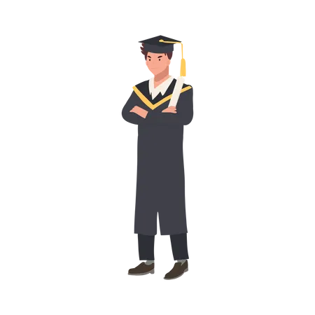 Confident Graduate in Cap and Gown  Illustration