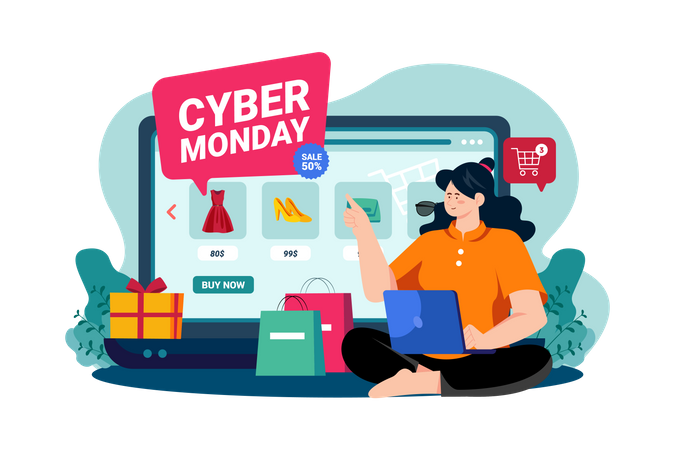 Cyber Monday Shopping  Illustration