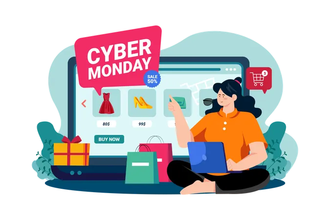 Cyber Monday Shopping  Illustration