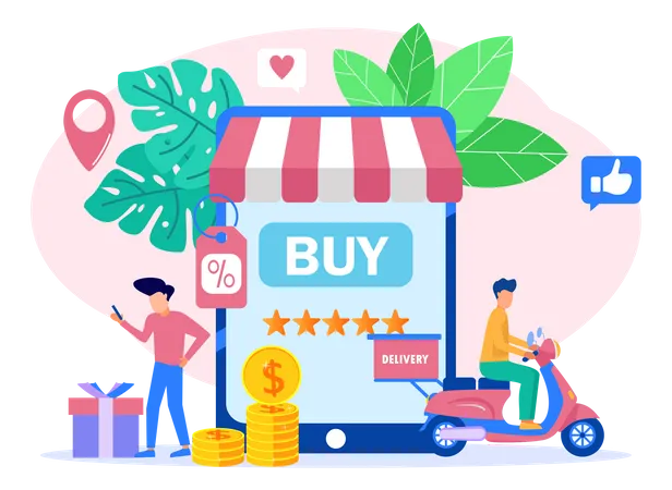 Digital Shopping App  Illustration