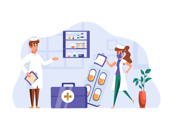 Doctor giving medicine prescription  Illustration