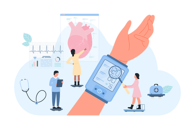 Doctor measure blood pressure  Illustration