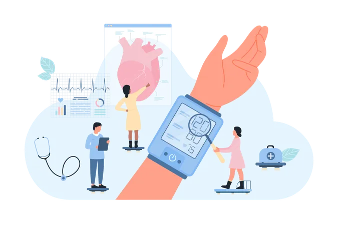 Doctor measure blood pressure  Illustration