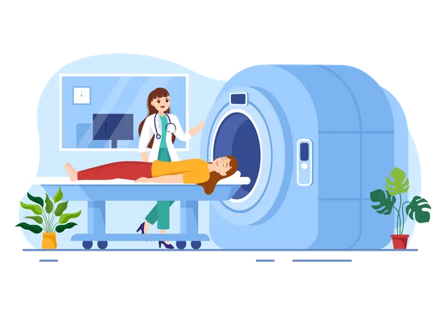 Doctor using MRI machine  Illustration