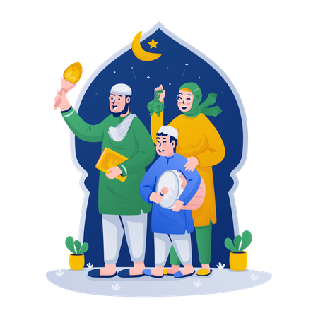 Eid mubarak night celebration  Illustration