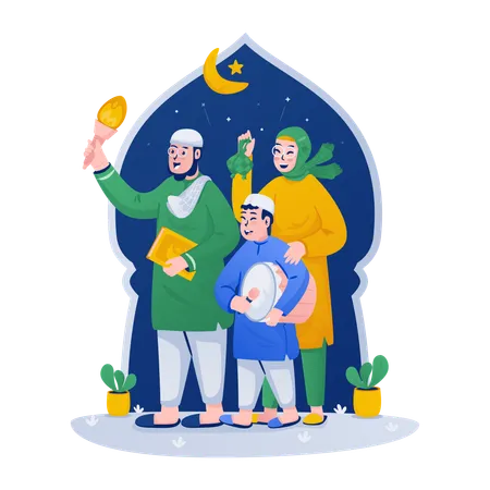 Eid mubarak night celebration  Illustration