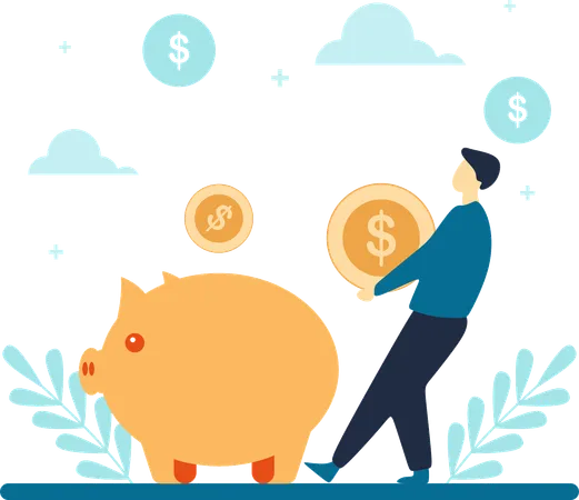 Employee doing Smart Saving Money  Illustration