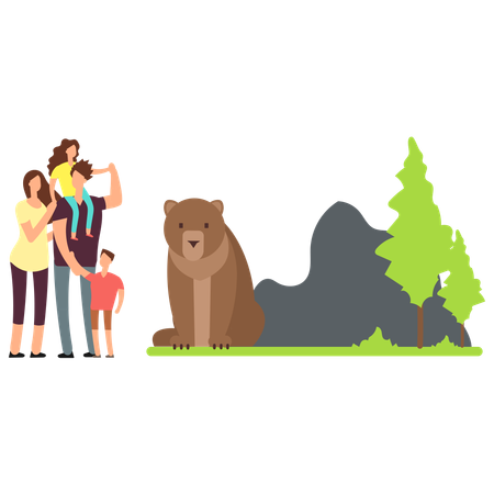 Family at zoo  Illustration