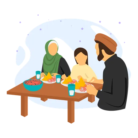 Family Dinners Are Arranged On The Event Of Eid  Illustration