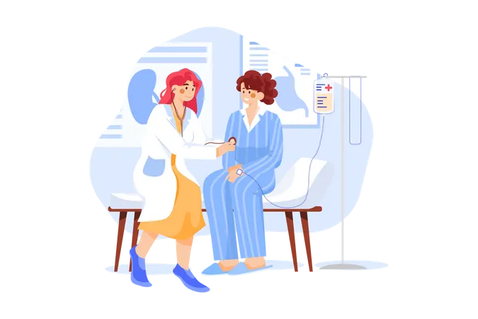 Female doctor doing checkup of the patient  Illustration