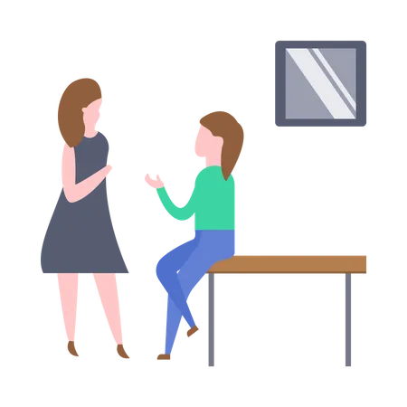 Female employees chatting in break time  Illustration