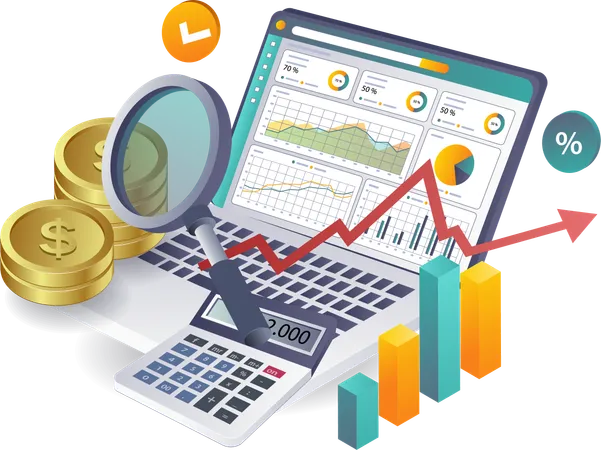 Financial Analysis and Revenue Budgeting for Business  Illustration