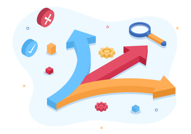 Flecha de dirección empresarial  Ilustración