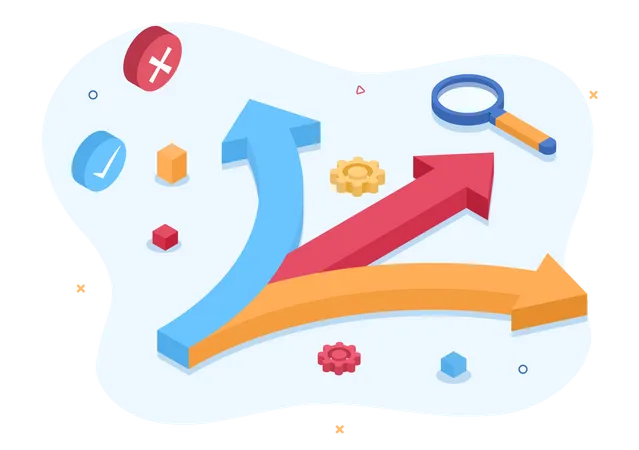 Flecha de dirección empresarial  Ilustración