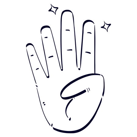 Four Finger Hand Gesture  Illustration