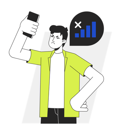 Gadget user having no phone signal  Illustration