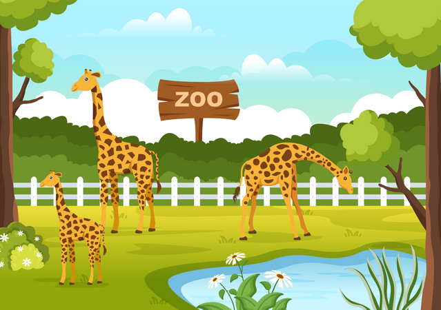 Giraffe in zoo  Illustration