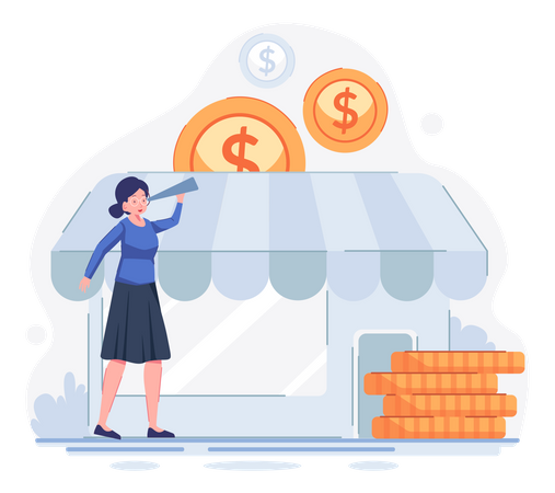 Girl getting business loan  Illustration