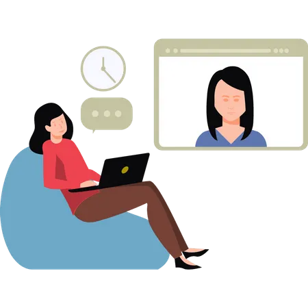 Girl in online meeting  Illustration