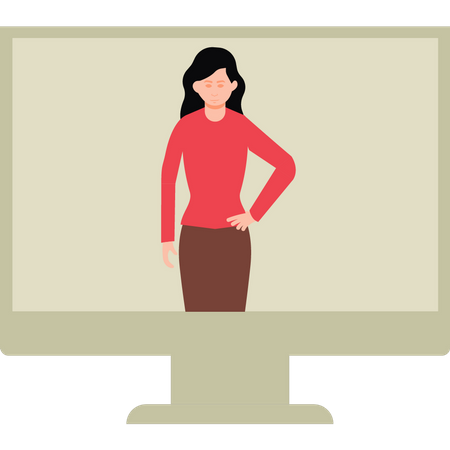 Girl on video call  Illustration