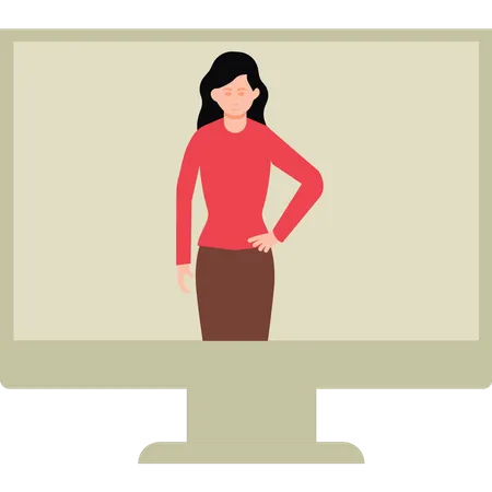 Girl on video call  Illustration