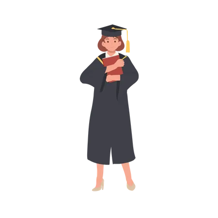 Graduate Smiling Student with Diploma  Illustration