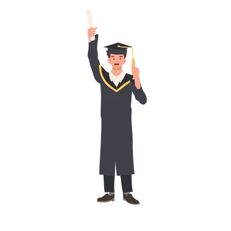 Graduate Student Celebrating Success in Education  Illustration