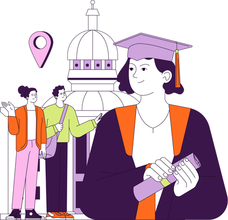 Graduated Student holding diploma  Illustration