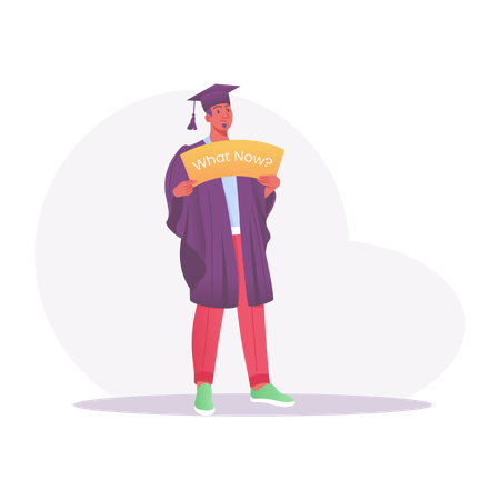 Graduated student holding what now signboard  Illustration