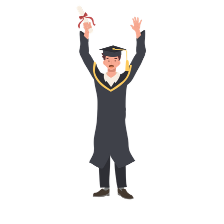 Graduating Student Celebrating Success in Education  Illustration