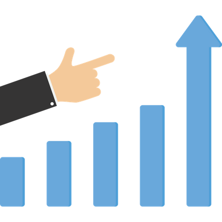 Flecha del gráfico económico hacia arriba trabajo empresarial  Ilustración