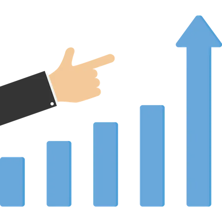 Flecha del gráfico económico hacia arriba trabajo empresarial  Ilustración