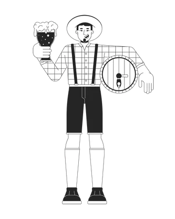 Happy caucasian man with beer  Illustration