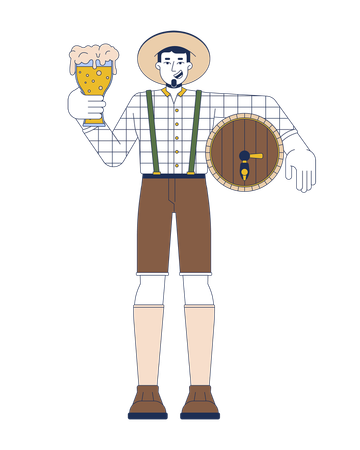 Happy caucasian man with beer  Illustration