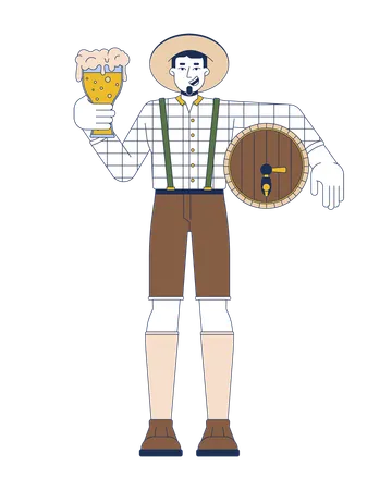 Happy caucasian man with beer  Illustration