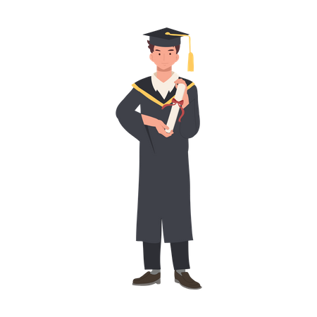 Happy College Student Receiving Degree at Graduation  Illustration