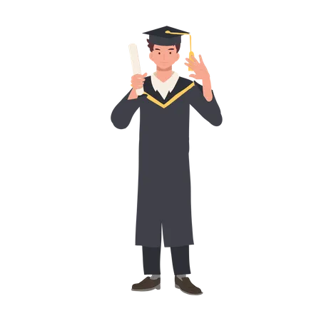 Happy College Student Receiving Degree at Graduation  Illustration