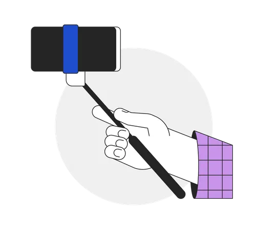 Holding selfie stick with smart phone  Illustration