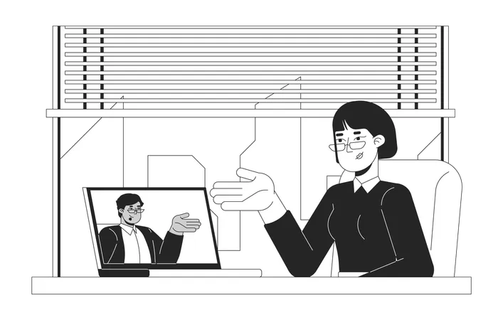 HR manager conducting interview through video call  Illustration