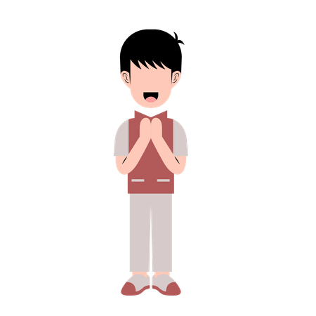 Islamic man With Eid Greeting  Illustration