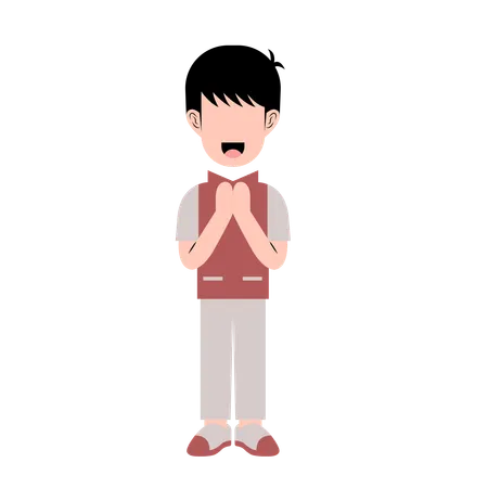 Islamic man With Eid Greeting  Illustration