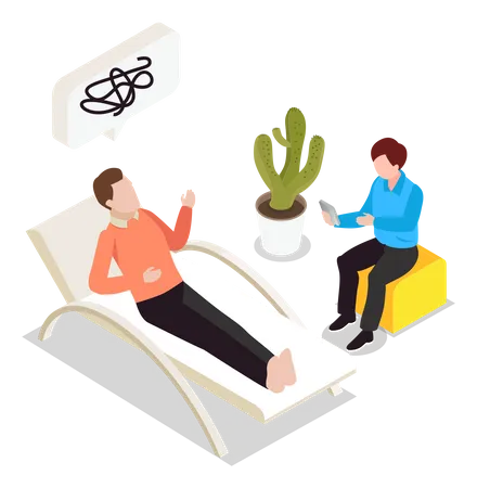 Male patient counselling with psychologist  Illustration