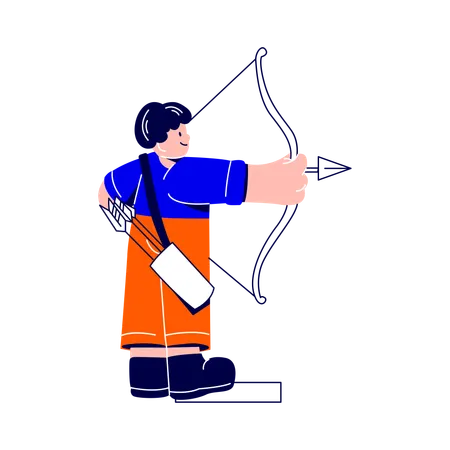 Man aims a bow at a target  Illustration